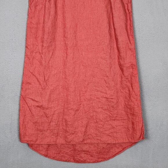 Sigrid Olsen Dress Womens Small Coral Linen Sleeveless High Neck Shift Keyhole - Picture 7 of 10